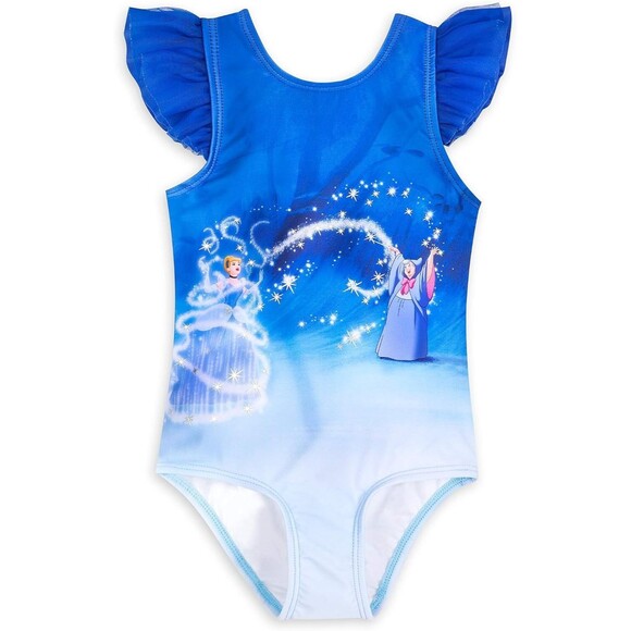 Disney Princess Cinderella Swimsuit – Girls 7 – One-Piece Blue Bathing Suit - Picture 1 of 7